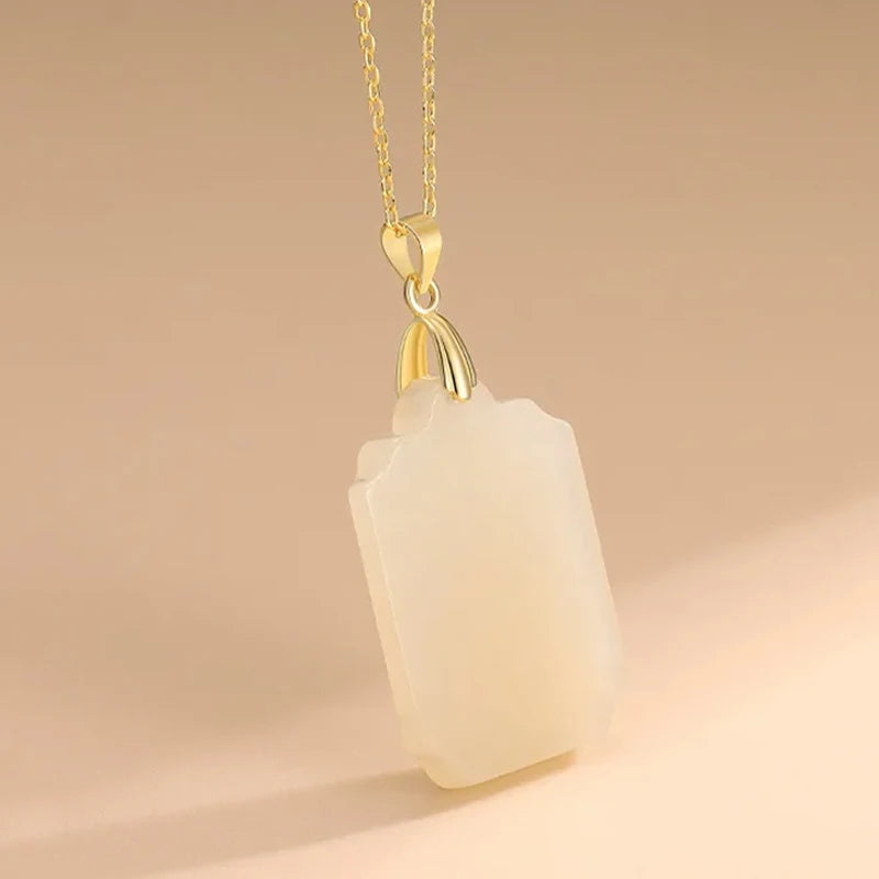 TrustDavis Real 925 Sterling Silver Pattern Edge Jade Clip DIY Jewelry Accessories K-gold Plated Rope Jade Pendant Button DZ753