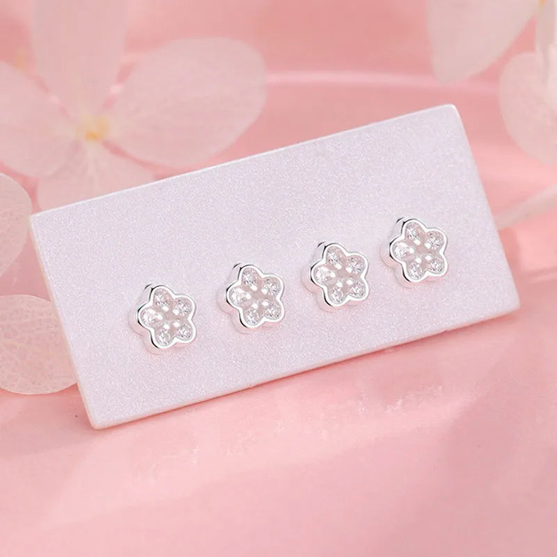 Flower Zircon Silver Earrings DS4894