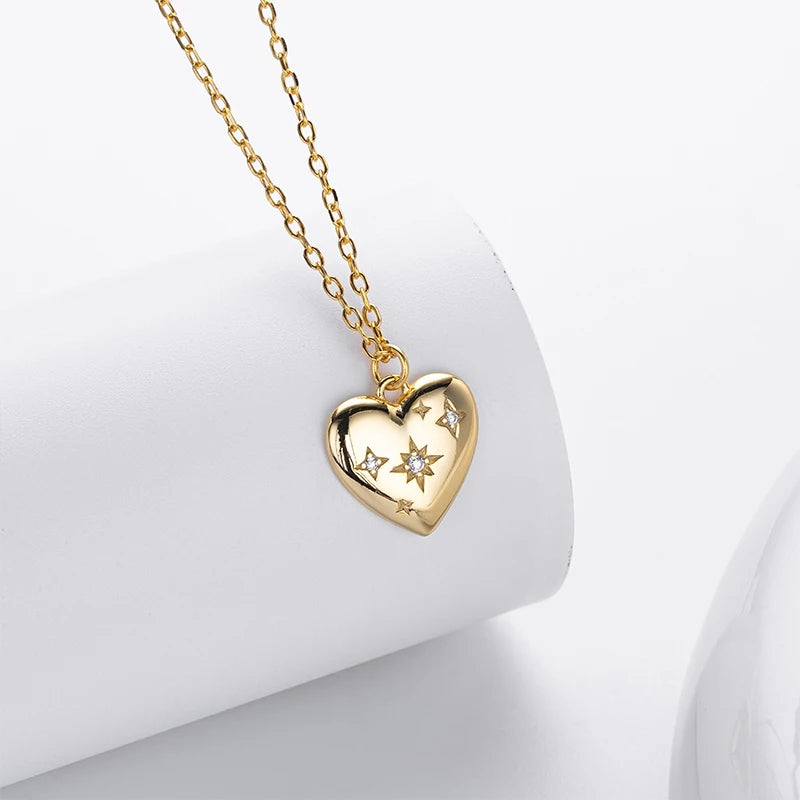 TrustDavis Real 925 Sterling Silver Fashion Simple Heart-shaped pendant necklace for Women Girls Gift Fine Jewelry DS4683