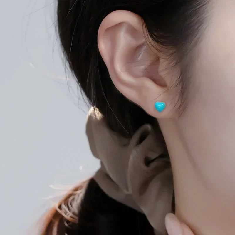 Trustdavis Girls Real 925 Sterling Silver Sweet Heart Stud Earrings Girls Daughter Birthday Party Gift Jewelry DS4279