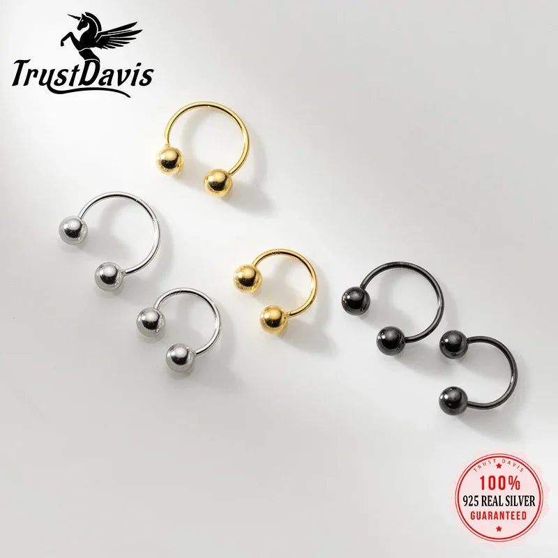 925 Sterling Silver Punk Beads Stud Earrings DS4372