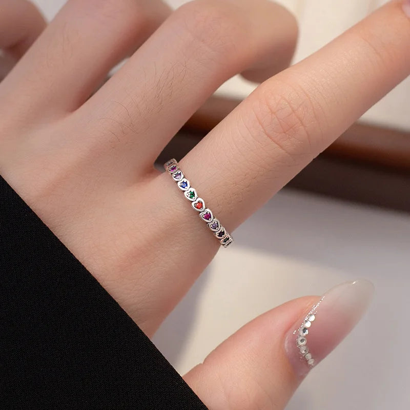 TrustDavis Real 925 Sterling Silver Fashion Sweet Heart Adjustable Ring for Women Wedding Party Ring Jewelry Gift DS3849