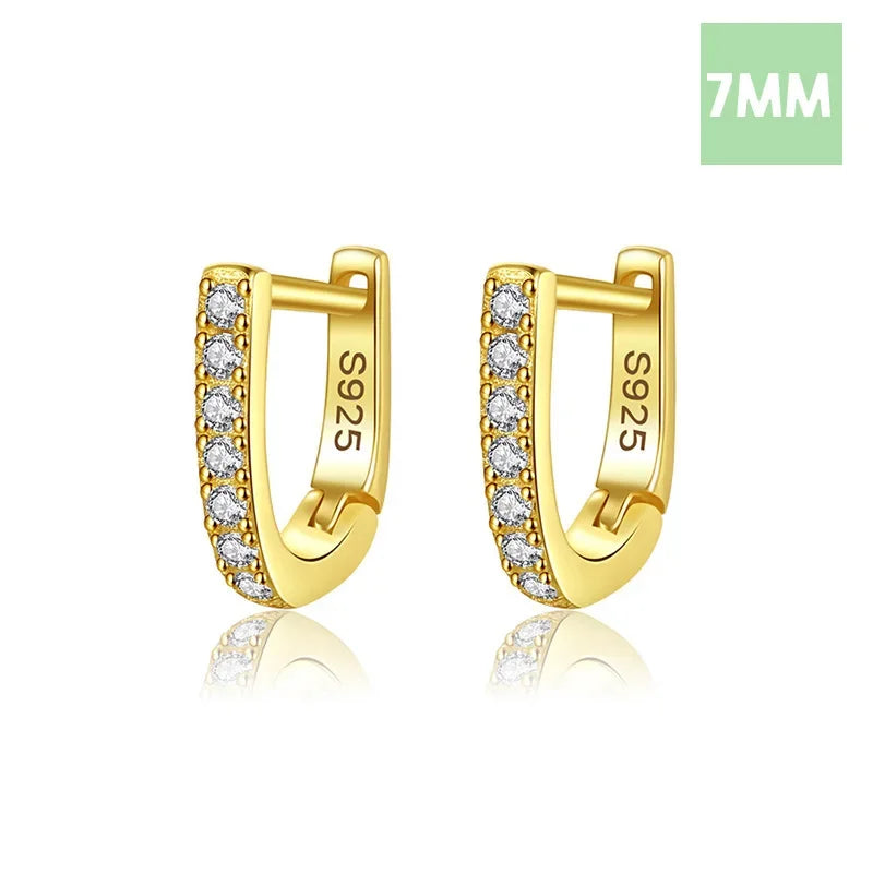925 Sterling Silve Fashion Minimalist Geometric Zircon Gothic Hoop Earrings DA2723