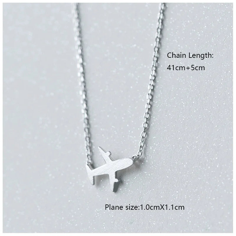 925 Sterling Silver Cute Plane Aircraft Earring Ring Pendant Necklace DA456
