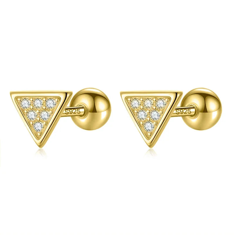 Triangle Round CZ Screw Stud Earrings DA2445