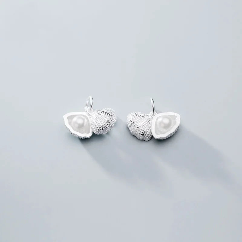 TrustDavis Fashion Real 925 Sterling Silver Shell Synthesis Pearl Charms Pendant DIY Accessories Fine Jewelry Wholesale HY241