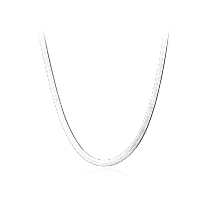 TrustDavis Real 925 Sterling Silver Fashion 3mm Width Snake Chain Clavicle Necklace For Women Wedding Party Fine Jewelry DA1887