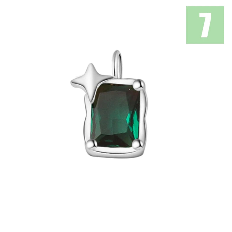 TrustDavis Real 925 Sterling Silver Star Square Zircon Charm Pendant for Women Kids Handmade DIY Accessories Jewelry DZ1016