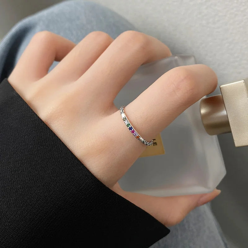 Real 925 Sterling Silver Vintage Open Ring DS4353