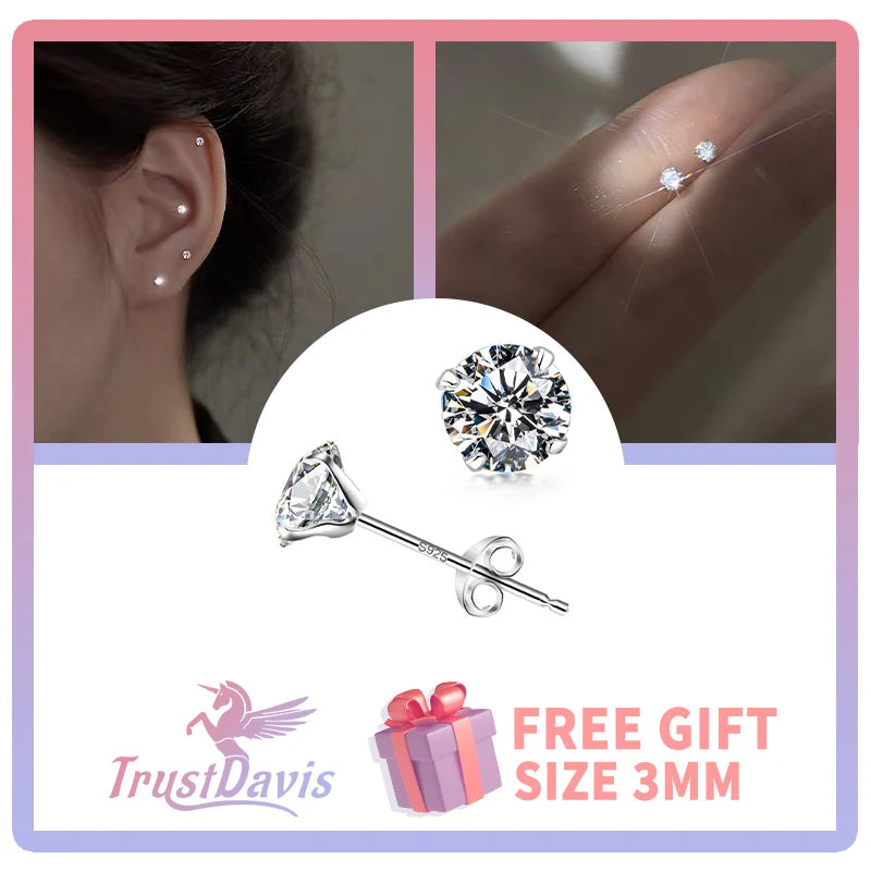 TrustDavis 925 Sterling Silver CZ Snowflake Stud Earrings Christmas Tree Girls Fine S925 Wholesale Jewelry DS3881