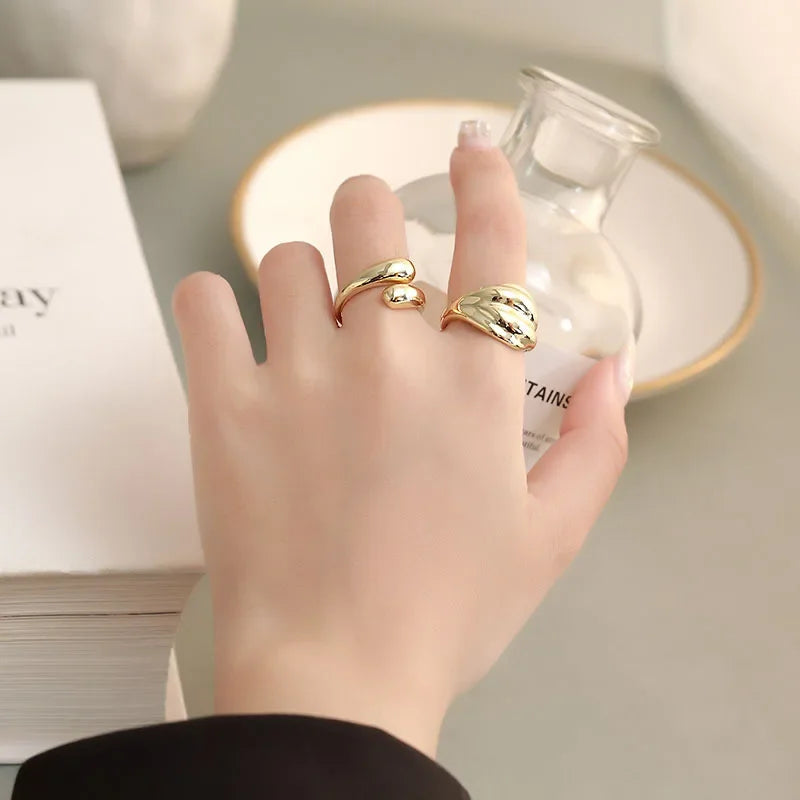 Simple Water Drop Cocktail Opening Ring DS3939