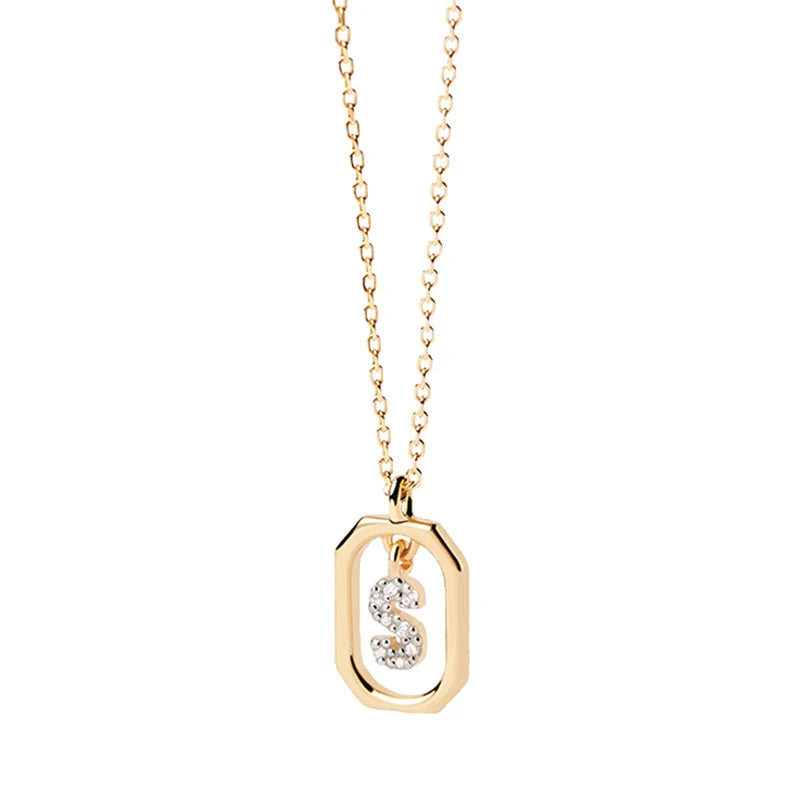 Square Hollow 26 Letter Necklace DS4772
