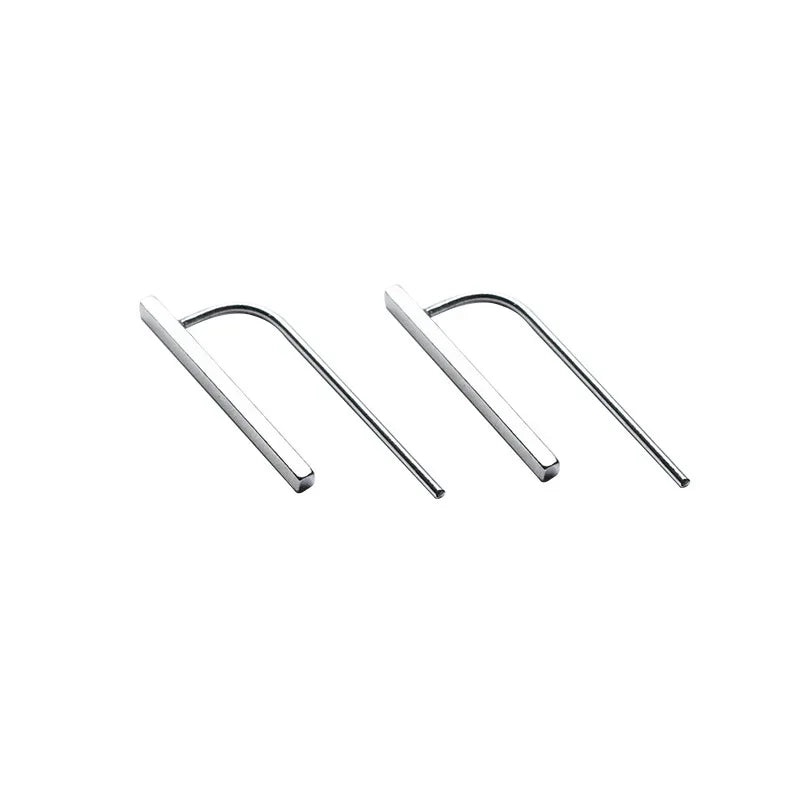 TrustDavis Real 925 Sterling Silver Fashion Sweet Geometric Square Stick Stud Earrings For Women Wedding Fine Jewelry DA2588