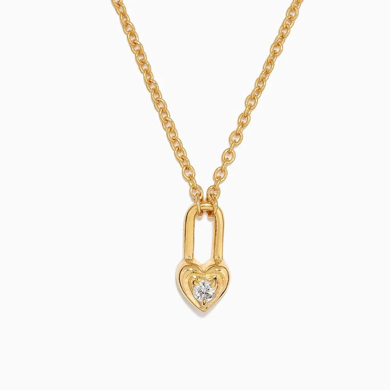 TrustDavis Real 925 Sterling Silver Women's Fashion Simple Zircon Heart Lock Necklace for Women Girls Jewelry Gift DS4457