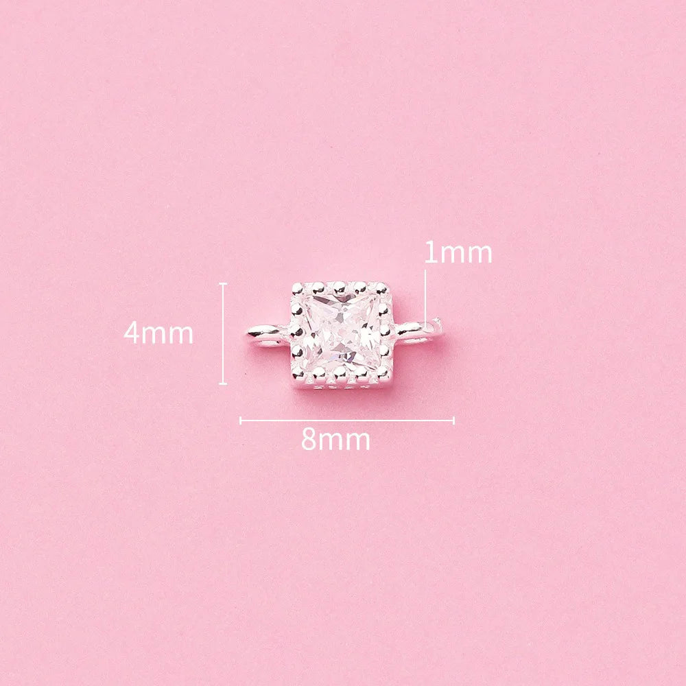 Simple Double Ring Square Charm Pendant Handmade DIY Accessories DZ1659