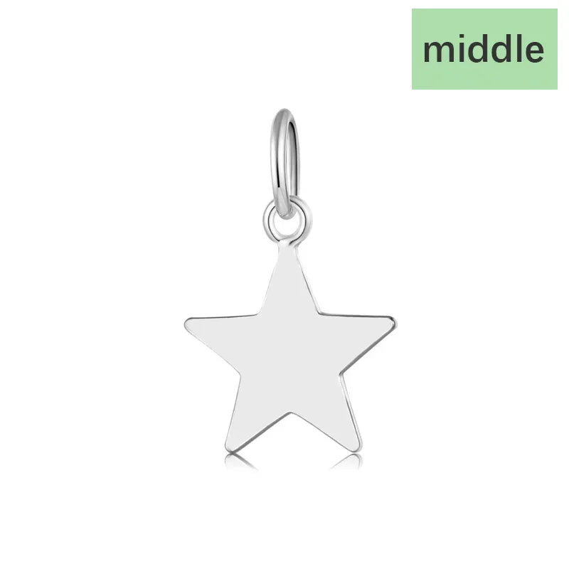 TrustDavis 5Pcs/lot Real 925 Sterling Silver Fashion Mini Star Charm Pendant Handmade DIY Accessories Jewelry Wholesale HY075