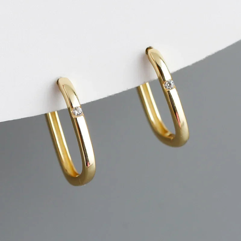 Square Zircon Hoop Earrings LB586