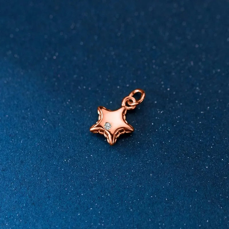 TrustDavis Real 925 Sterling Silver Fashion Sweet Star CZ Pendant DIY Necklace Bracelet Accessories Fine Women Jewelry HY972