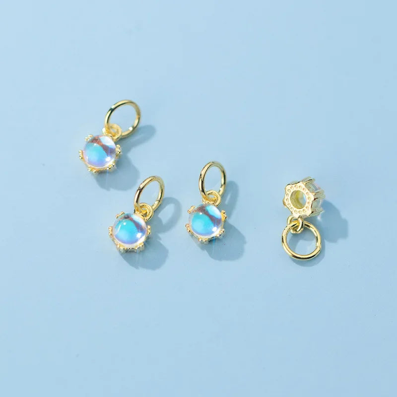 Round Moonstone Charm Pendant DIY Accessories HY316