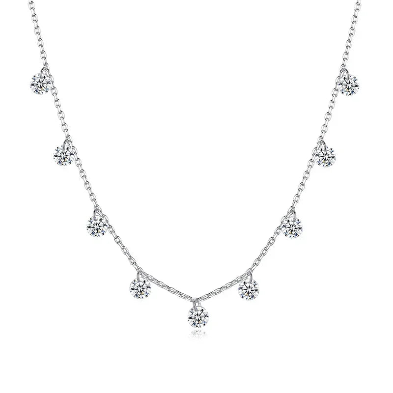 TrustDavis Real 925 Sterling Silver Fashion Sweet 4mm Dazzling CZ Charm Choker Necklace For Women Wedding Party Jewelry DA2718