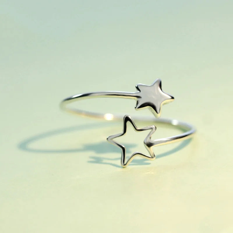 TrustDavis New 100% 925 Sterling Real Silver Fashion Women Star Rings Size 5 6 7 Wonderful Gift For Girls Teens Lady's DS587