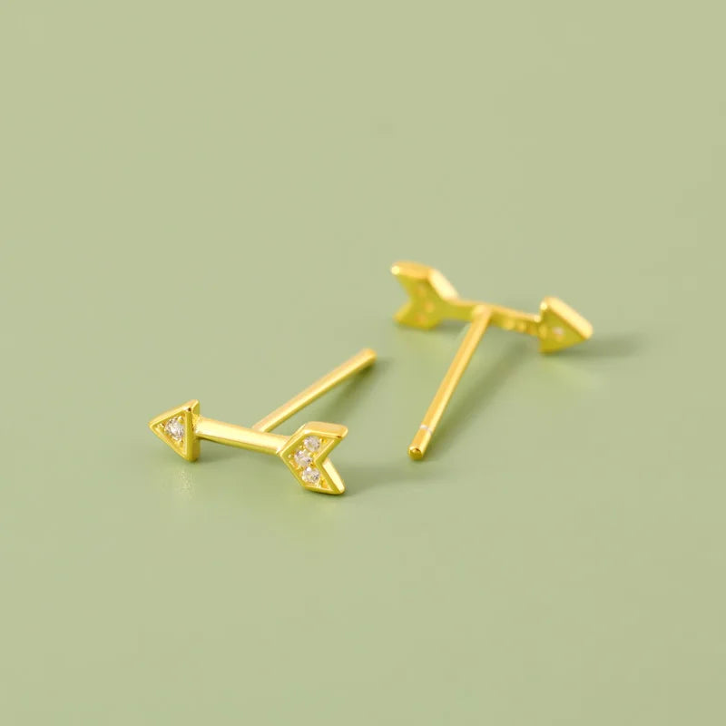 TrustDavis Real 925 Sterling Silver Earring Fashion Arrow Shiny CZ Stud Earring For Women Wedding Wholesale Jewelry DE0019