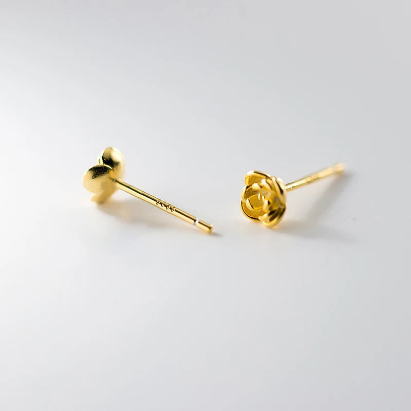 TrustDavis Real 925 Sterling Silver Minimalist Rose Flower Stud Earrings for Women School Party 925 Silver Jewelry Gift DS4647