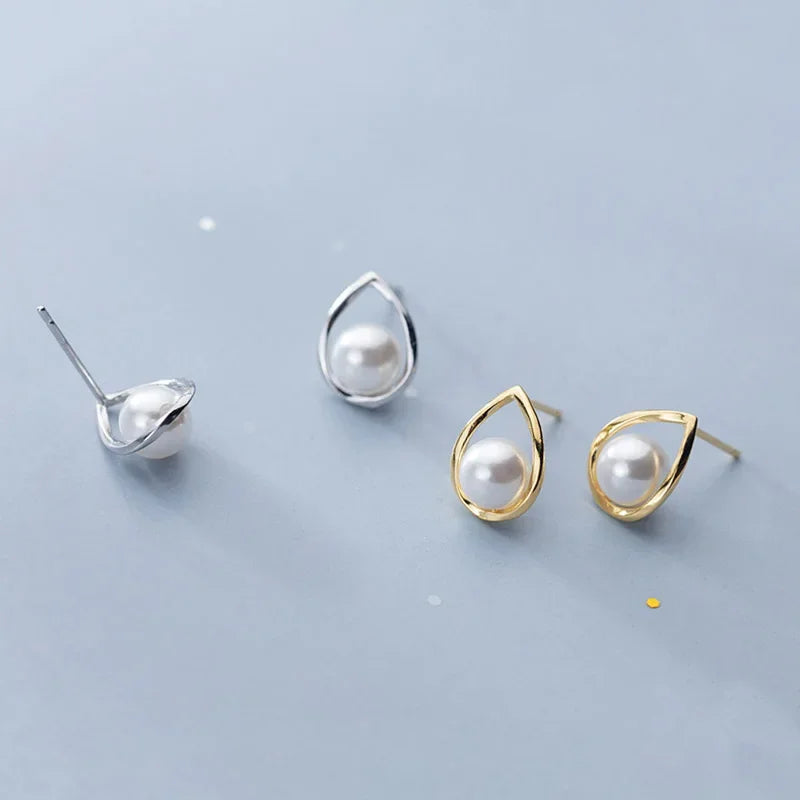 Water Drop Synthesis Pearl Stud Earring DB228