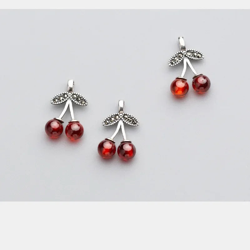 Garnet Red Cherry Charm Pendant Handmade DIY Accessories HY350