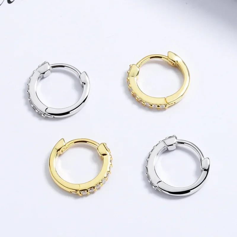 Real 925 Sterling Silver Fashion Sweet Shiny Hoop Earring DA2195