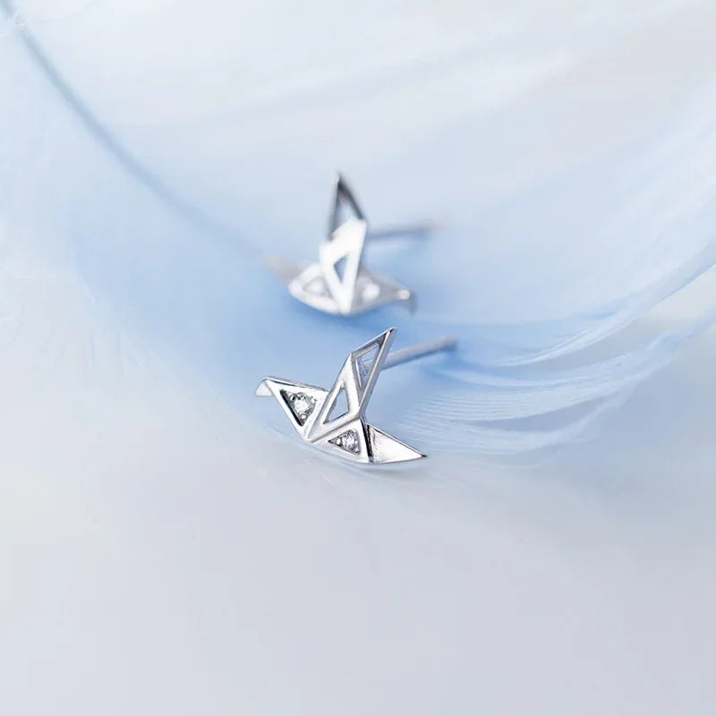 Small Papercranes Zioc Stud Earrings DA697