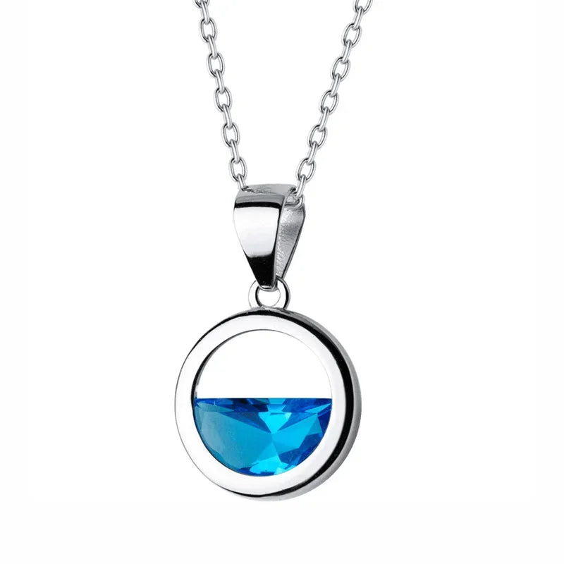 Trustdavis 925 Sterling Silver Hollow Round Crystal Pendant Short Clavicle Chain Necklace For Women Sivler 925 Jewelry DS841