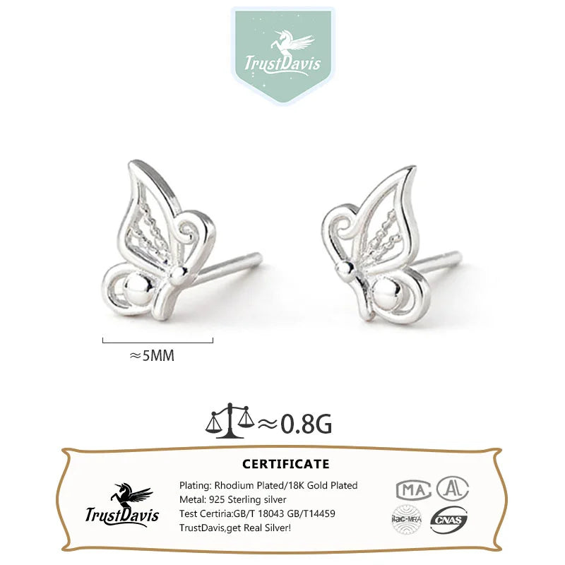 Butterfly Wing Silver Stud Earrings DS4892