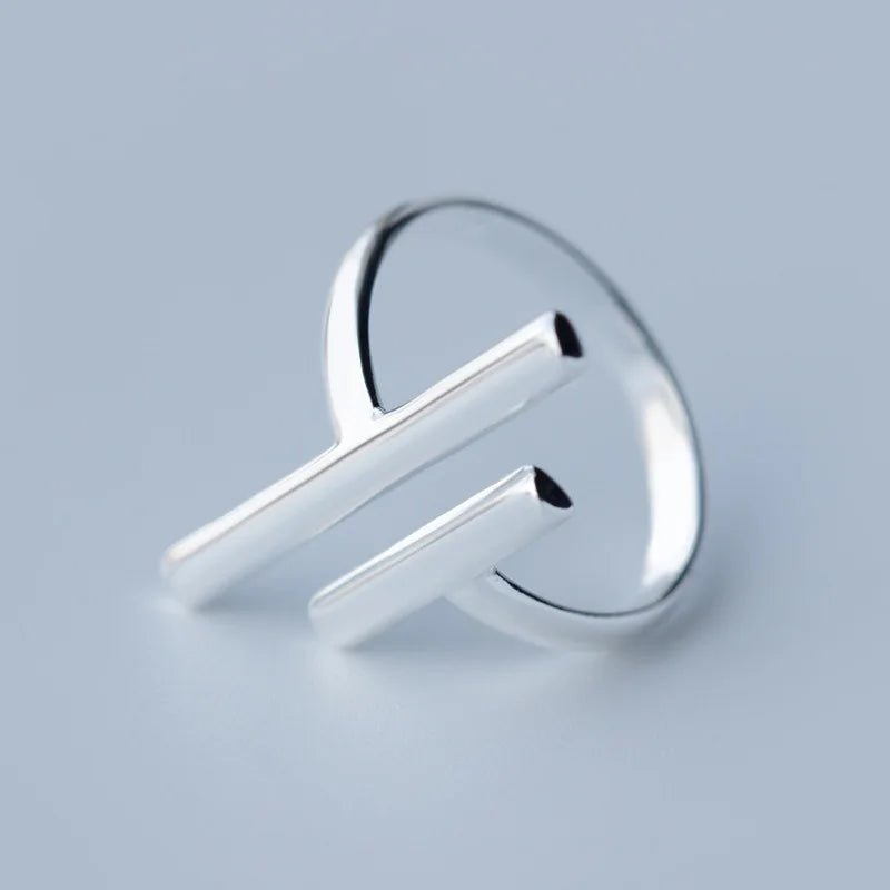 Geometric Simple Minimalist Surface Smooth Stick Adjustable Ring AZ06