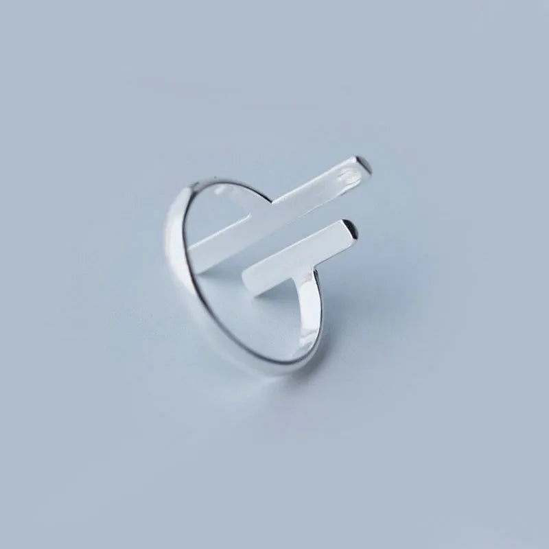 Geometric Simple Minimalist Surface Smooth Stick Adjustable Ring AZ06
