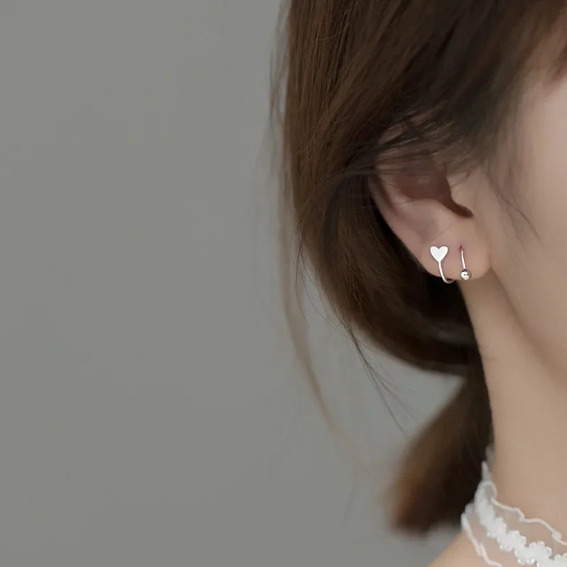 TrustDavis Genuine 925 Sterling Silver Women's Small Star Heart Screw Ear Bones Ear Buckle Tightly Packed Mini Earrings DA2099