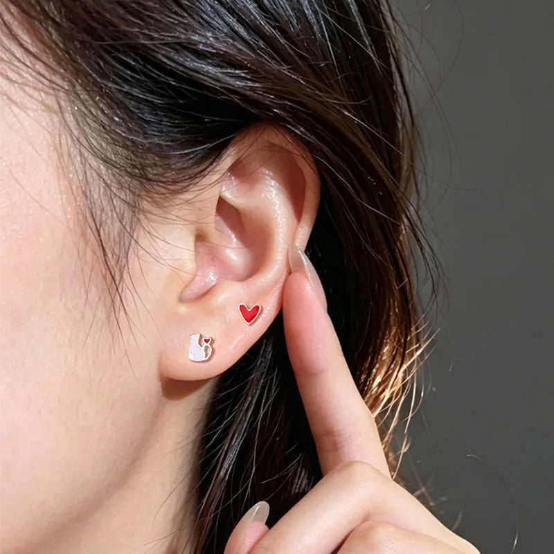 Asymmetrical Cat Heart Earrings DS4908