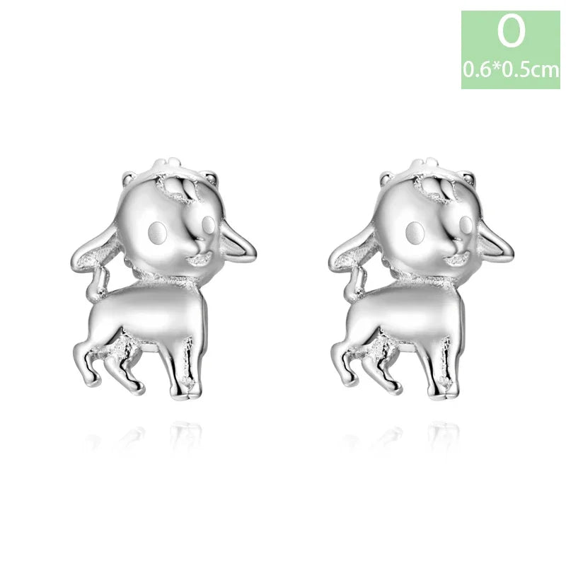 Trustdavis Real 925 Sterling Silver Chinese Zodiac Signs Screw Stud Earrings For Women Daughter Birthday Gift Jewelry DS4430