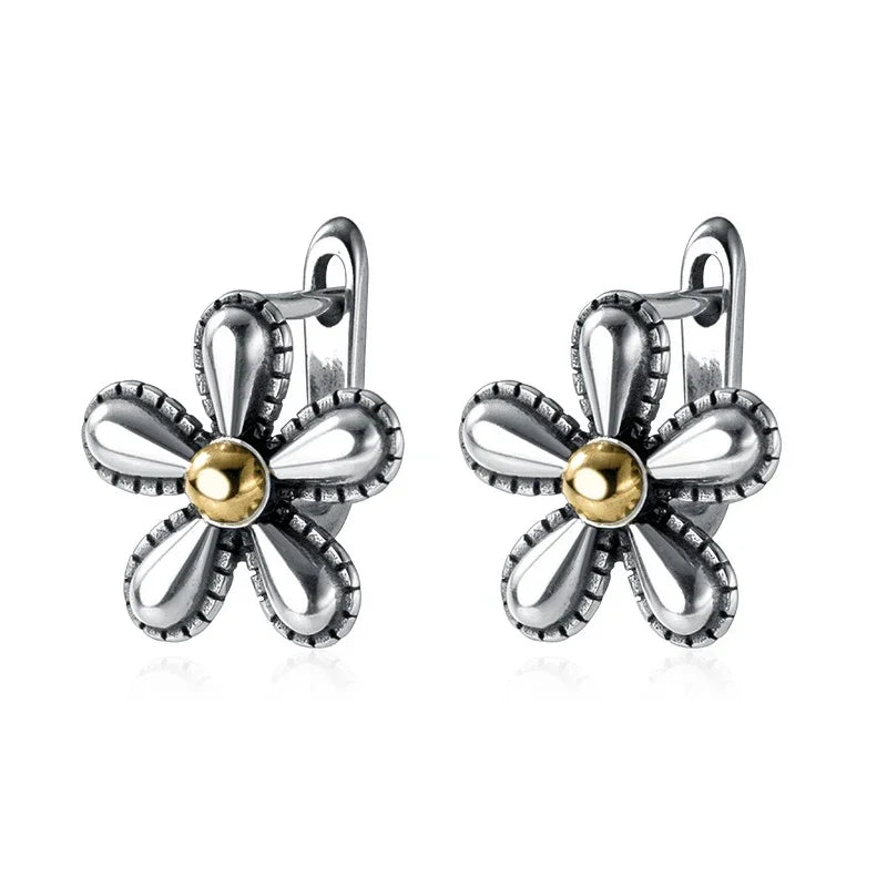 TrustDavis Real 925 Sterling Silver Retro Sweet Flower Earrings for Daughter Mother‘s Day Birthday Gift Fine Jewelry DS3634