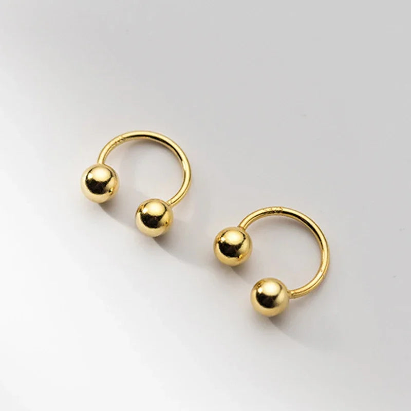 925 Sterling Silver Punk Beads Stud Earrings DS4372