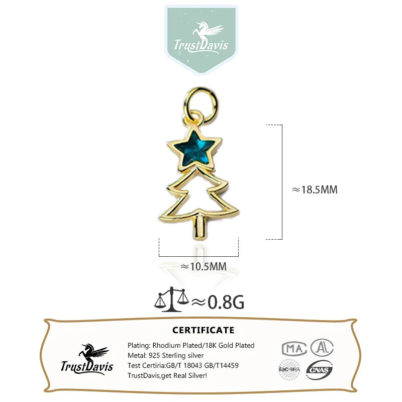 Diamond Studded Christmas Tree Charm Pendant Handmade DIY Accessories DZ1706