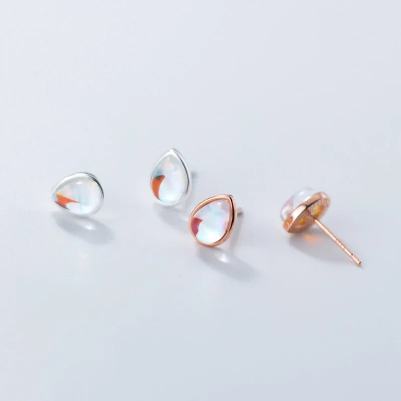 TrustDavis Real 925 Sterling Silver Synthetic Coloured Glaze Water Drop Charm Stud Earrings For Women Wedding Fine Jewelry DB390