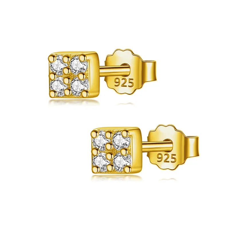 Small Gradient Color Composition Glass Stud Earrings DA48