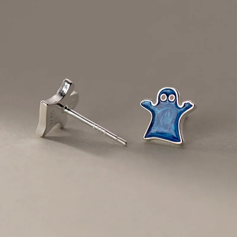 Trustdavis Girls 925 Sterling Silver Cute Blue Monster Stud Earrings Birthday Gift for Mom Daughter Kids Silver Jewelry DS3969