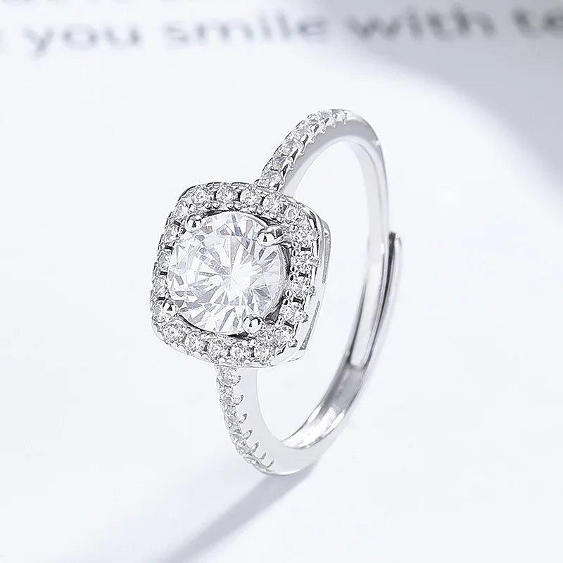 Fashion and Luxury Square Zircon Adjustable Ring DS4932