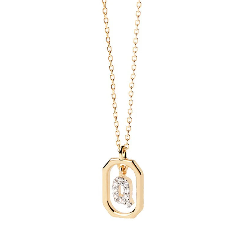Square Hollow 26 Letter Necklace DS4772