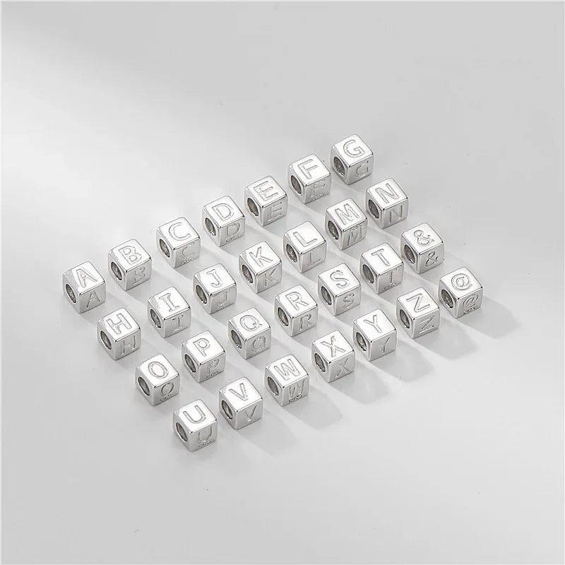TrustDavis Real 925 Sterling Silver Sweet Square 26 Letter Pendant DIY Accessories For Women Wedding Fine S25 Jewelry DA2070