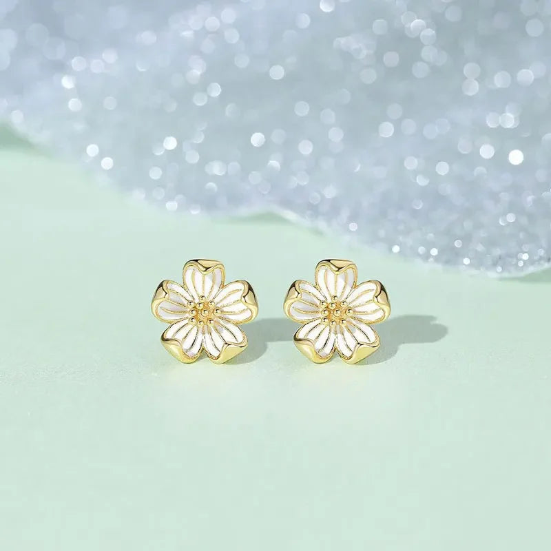 TrustDavis Real 925 Sterling Silver Daisy Flower Necklaces Bracelet Stud Earring For Daughter Girls Birthday Gift Jewelry LB090