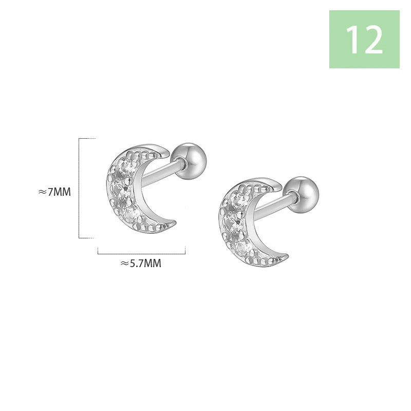 Geometric Zircon Screw Stud Earrings DS4644