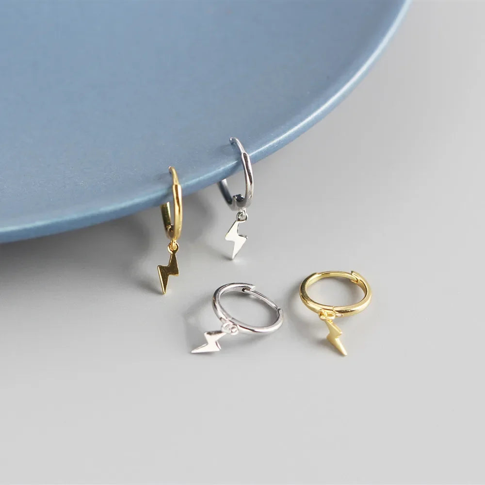 Trustdavis Authentic 925 Sterling Silve Fashion Minimalist Mini Lightning Hoop Earrings For Women Wedding Party Jewelry DA2632